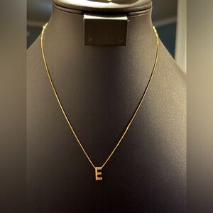 Gold Initial 'E' Necklace Marked Italy 925